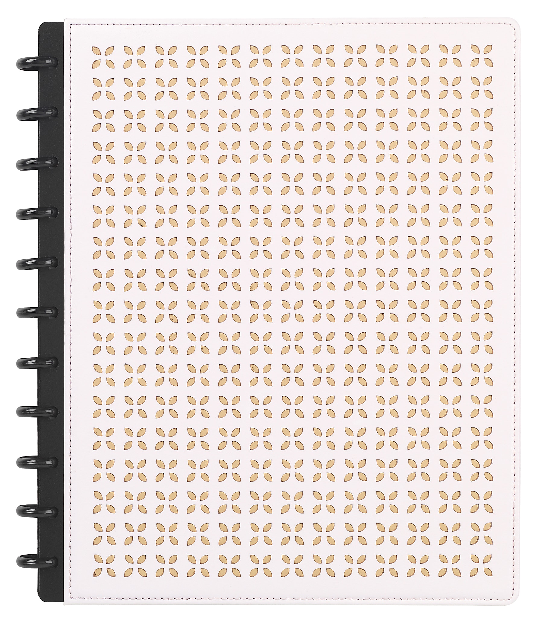 TUL® Discbound Notebook With Die-Cut Leather Cover, Letter Size, Narrow Ruled, 60 Sheets, Pink/Rose Gold
