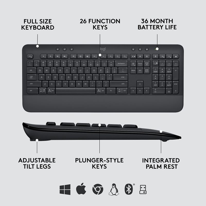 Logitech Signature MK650 Combo For Business Wireless Mouse and Keyboard Combo, Graphite - Image 6