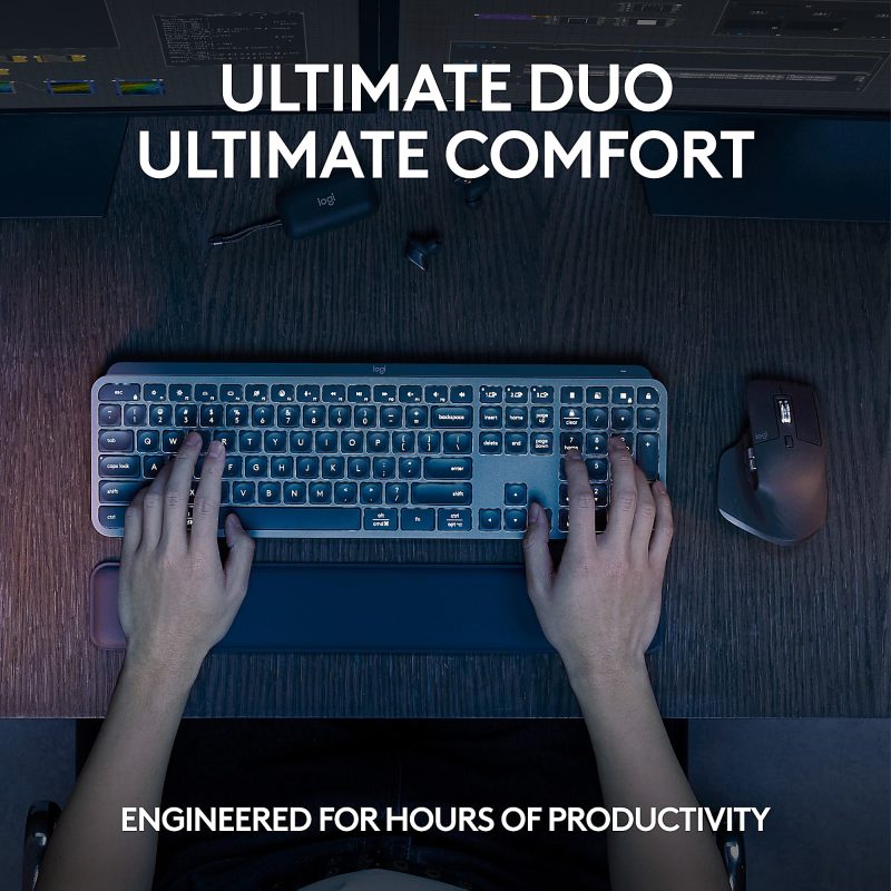Logitech® MX Keys S Wireless Keyboard And Mouse Combo With Palm Rest, Full Size, 22% Recycled, Black, 920-012274 - Image 2