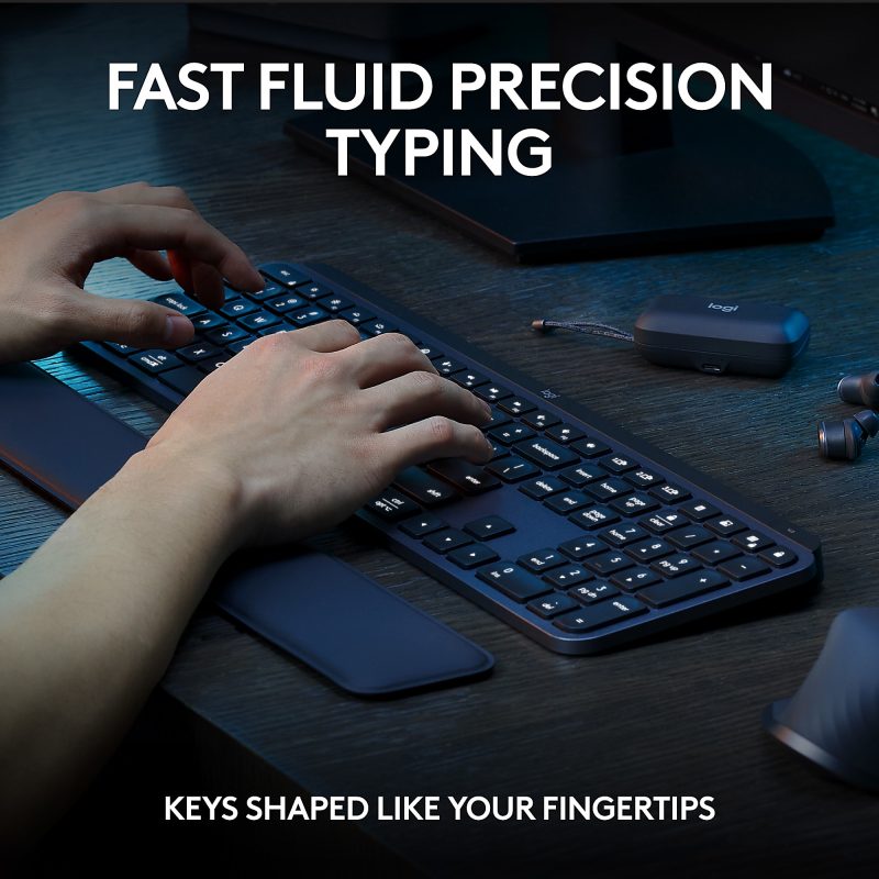 Logitech® MX Keys S Wireless Keyboard And Mouse Combo With Palm Rest, Full Size, 22% Recycled, Black, 920-012274 - Image 3