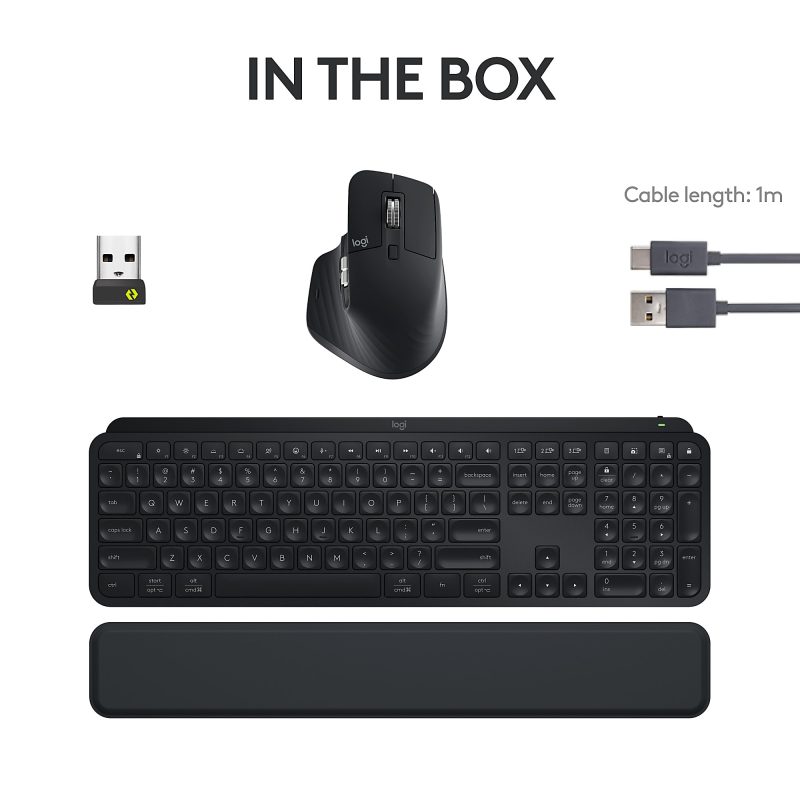 Logitech® MX Keys S Wireless Keyboard And Mouse Combo With Palm Rest, Full Size, 22% Recycled, Black, 920-012274 - Image 9