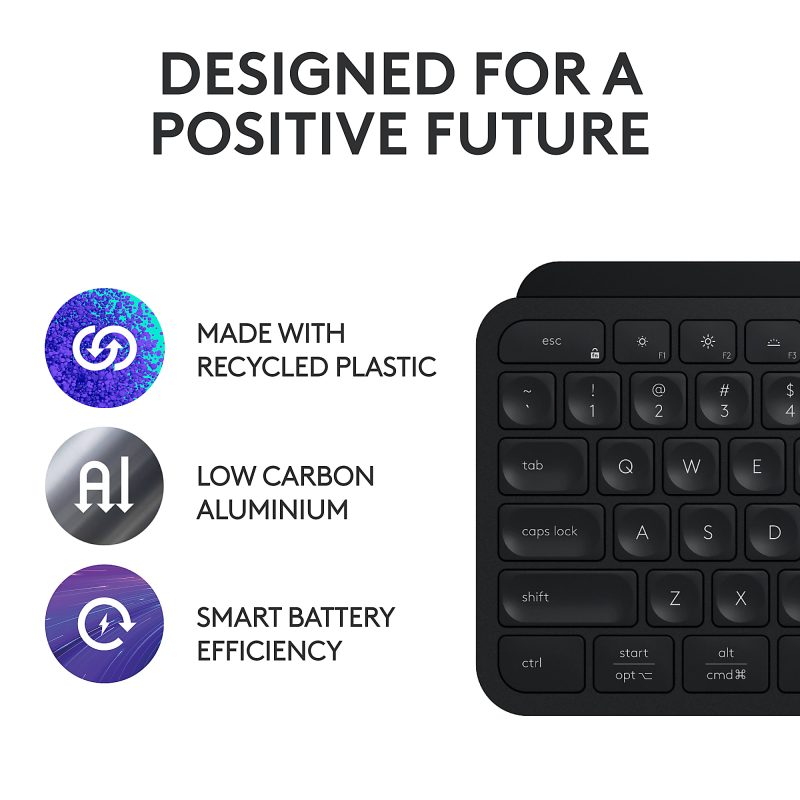 Logitech® MX Keys S Wireless Keyboard And Mouse Combo With Palm Rest, Full Size, 22% Recycled, Black, 920-012274 - Image 10