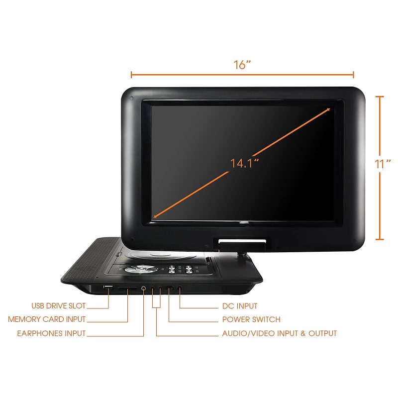 Trexonic Portable 14.1" DVD Player With Screen - Image 5