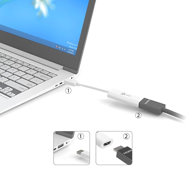 j5create JUA254 USB 3.0 to HDMI™ External Video Adapter, White - Image 6