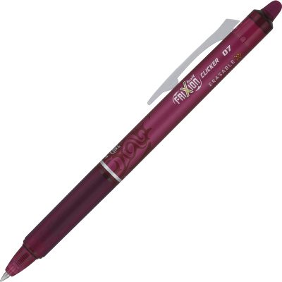 Pilot® FriXion® Ball Clicker Erasable Retractable Gel Pens, Pack of 12, Fine Point, 0.7 mm, Blue Barrel, Blue Ink - Burgundy,12