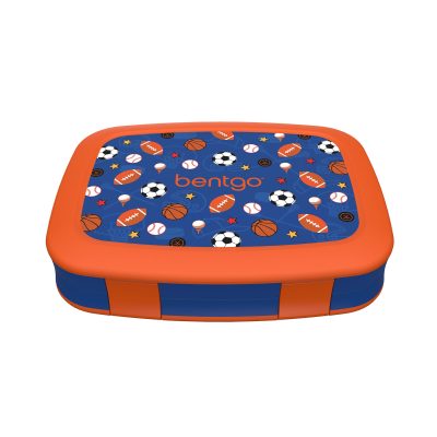 Bentgo Kids Prints 5-Compartment Lunch Box, 2"H x 6-1/2"W x 8-1/2"D, Sports