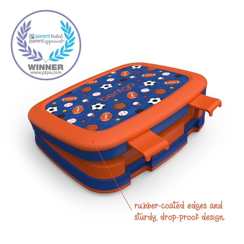 Bentgo Kids Prints 5-Compartment Lunch Box, 2"H x 6-1/2"W x 8-1/2"D, Sports - Image 5