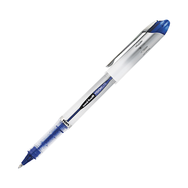 uni-ball® Vision™ Elite™ Liquid Ink Rollerball Pens, Bold Point, 0.8 mm, White Barrel, Black Ink, Pack Of 12 - Blue,1