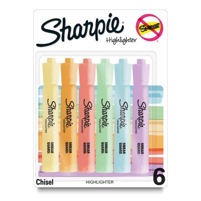 Sharpie® Tank Style Highlighters, Chisel Tip, Fluorescent Yellow, Box of 24 - Assorted,6