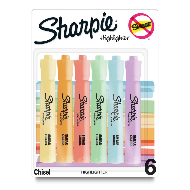 Sharpie® Tank Style Highlighters, Chisel Tip, Fluorescent Yellow, Box of 24 - Assorted,6