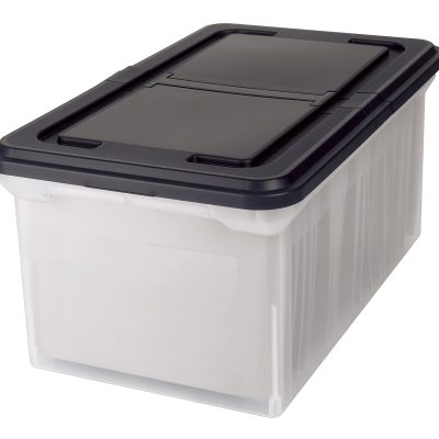 Office Depot® Brand Stackable File Tote Box, Letter Size, 10-7/10"H x 22-4/5"D x 13-7/10"W, Clear/Black