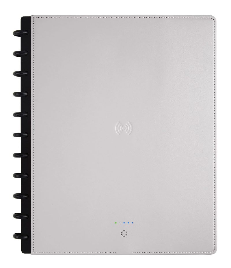 TUL® Wireless/Wired Charging Discbound Notebook, Leather Cover, Letter Size, Gray