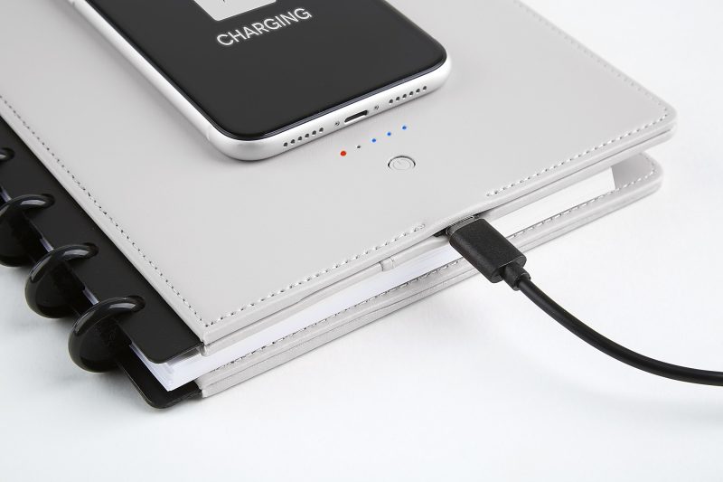 TUL® Wireless/Wired Charging Discbound Notebook, Leather Cover, Letter Size, Gray - Image 2