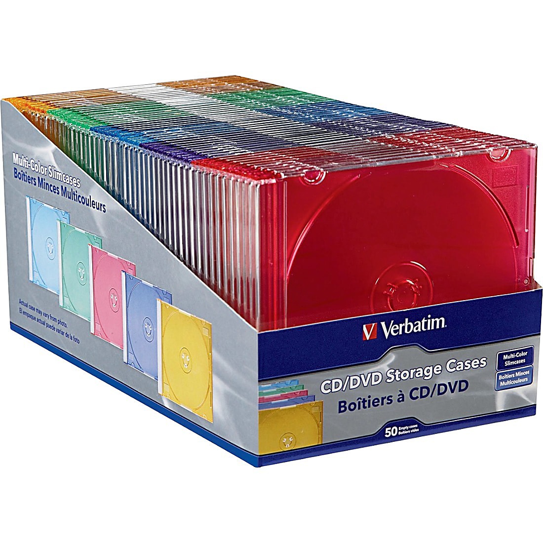 Verbatim CD and DVD Slim Jewel Cases Multi-Color 50 PK - Image 2
