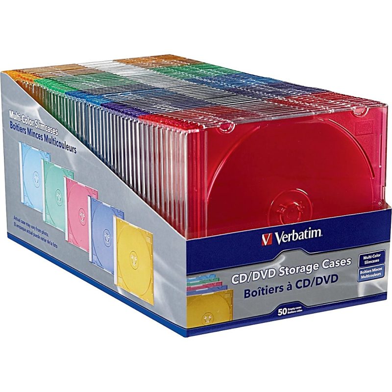 Verbatim CD and DVD Slim Jewel Cases Multi-Color 50 PK - Image 4