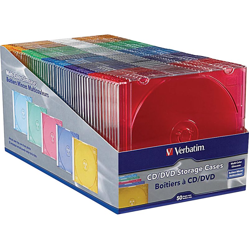 Verbatim CD and DVD Slim Jewel Cases Multi-Color 50 PK - Image 5