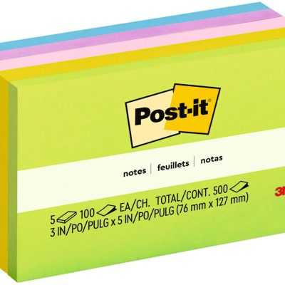 Post-it Notes, 5 Pads, 3 in x 5 in, Clean Removal, School Supplies and Office Products, Sticky Notes for Vertical Surfaces, Monitors, Walls and Windows, Floral Fantasy Collection