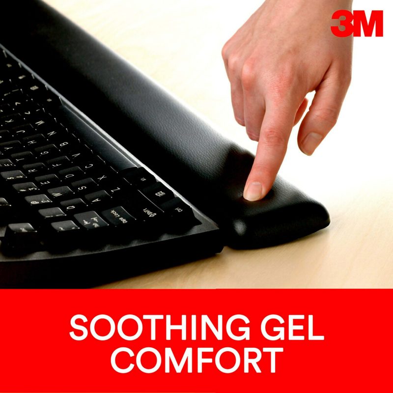 3M™ Large Gel Wrist Rest For Keyboards, 19"H x 0.8"W x 2.8"D, Black - Image 3