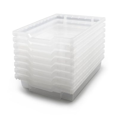 Gratnells Shallow F1 Tray, Heavy Duty School, Industrial & Utility Bins, 12.3" x 16.8" x 3", Translucent, Pack 8