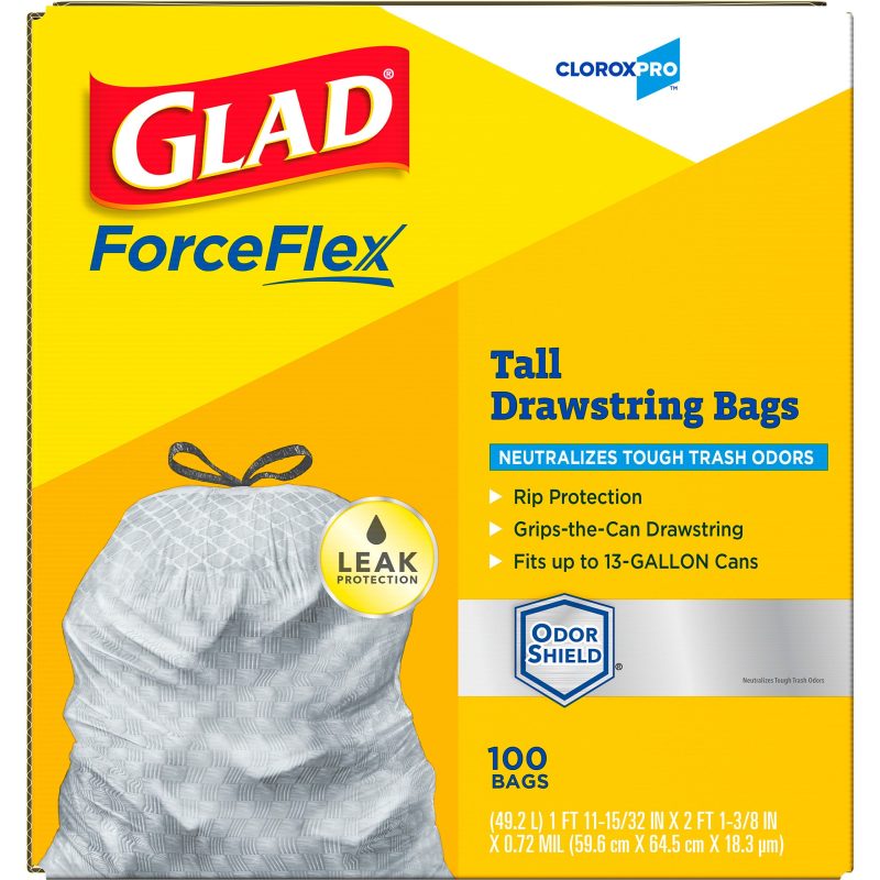 CloroxPro™ Glad ForceFlex Tall Kitchen Drawstring Trash Bags, 13 Gallon, Grey, Box Of 100 - Image 3