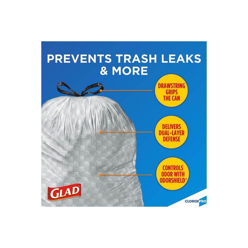 CloroxPro™ Glad ForceFlex Tall Kitchen Drawstring Trash Bags, 13 Gallon, Grey, Box Of 100 - Image 4