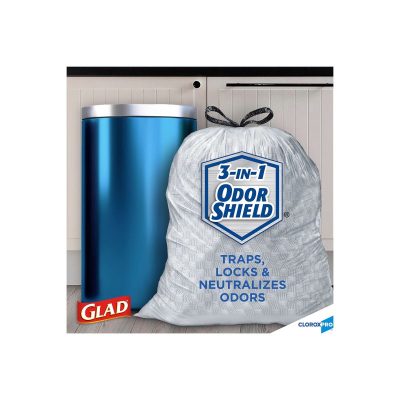 CloroxPro™ Glad ForceFlex Tall Kitchen Drawstring Trash Bags, 13 Gallon, Grey, Box Of 100 - Image 5