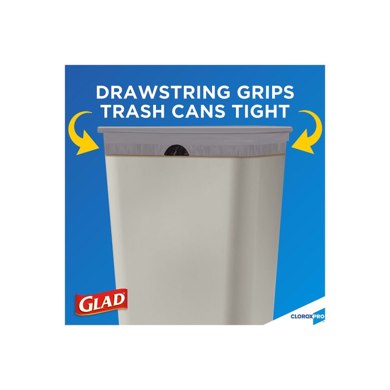 CloroxPro™ Glad ForceFlex Tall Kitchen Drawstring Trash Bags, 13 Gallon, Grey, Box Of 100 - Image 7