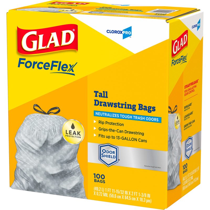 CloroxPro™ Glad ForceFlex Tall Kitchen Drawstring Trash Bags, 13 Gallon, Grey, Box Of 100 - Image 12