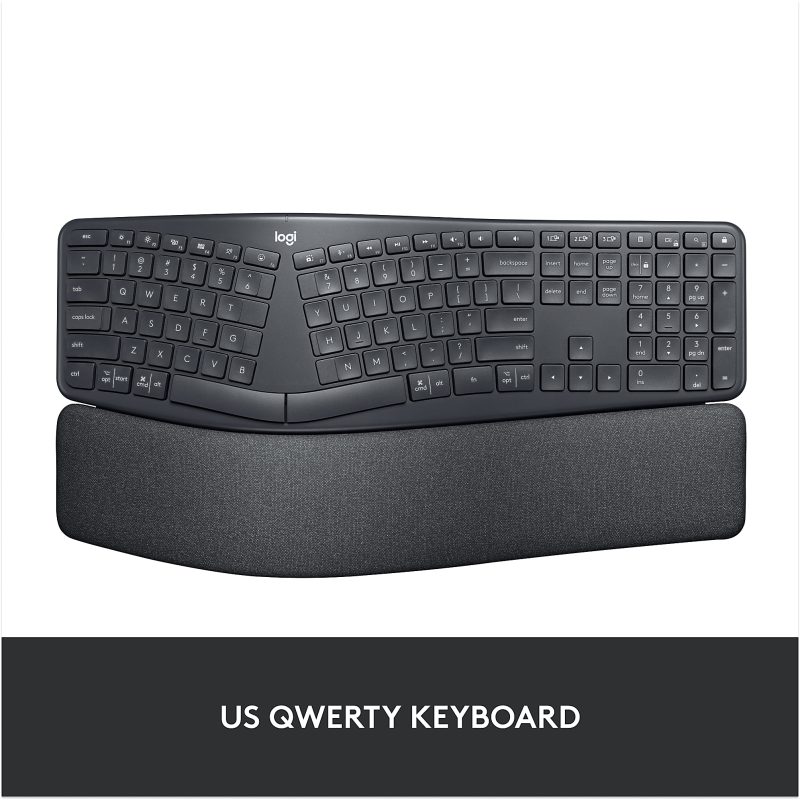 Logitech ERGO K860 Wireless Ergonomic Keyboard - Split Keyboard, Wrist Rest, Natural Typing, Stain-Resistant Fabric - Image 2