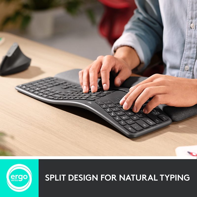 Logitech ERGO K860 Wireless Ergonomic Keyboard - Split Keyboard, Wrist Rest, Natural Typing, Stain-Resistant Fabric - Image 3