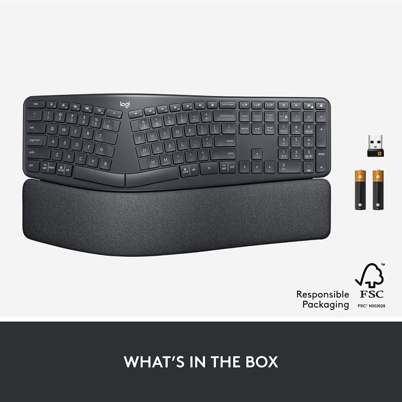 Logitech ERGO K860 Wireless Ergonomic Keyboard - Split Keyboard, Wrist Rest, Natural Typing, Stain-Resistant Fabric - Image 11