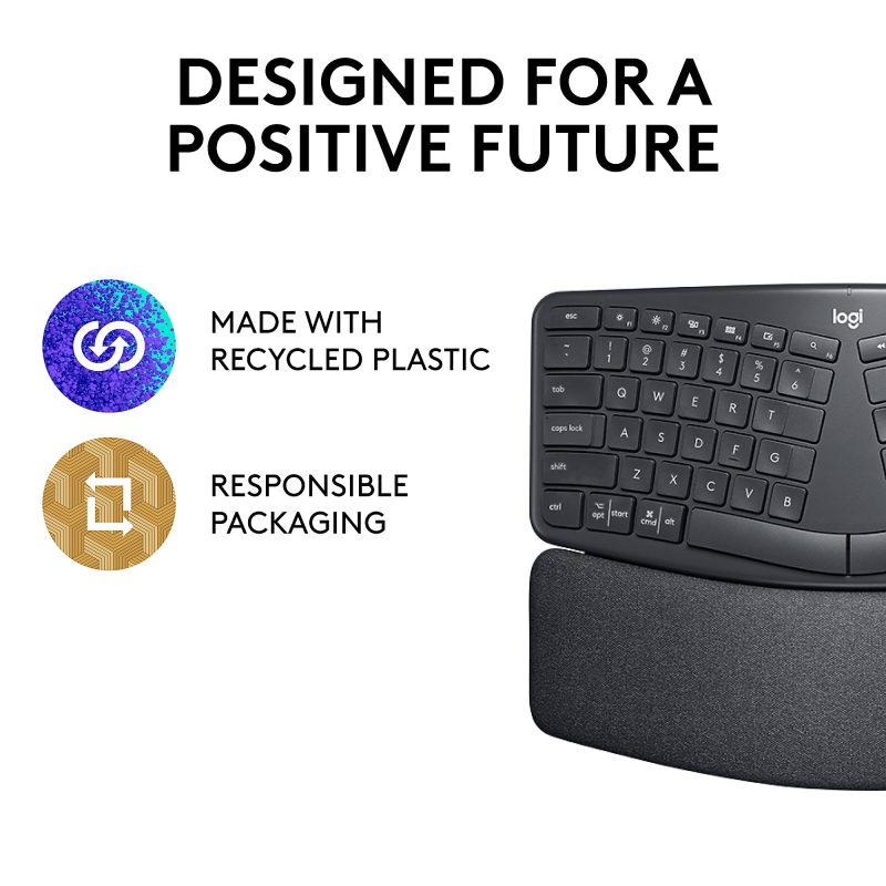 Logitech ERGO K860 Wireless Ergonomic Keyboard - Split Keyboard, Wrist Rest, Natural Typing, Stain-Resistant Fabric - Image 12