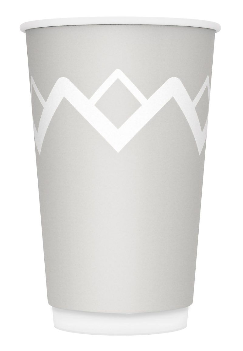 Highmark® Insulated Hot Cups, 16 Oz, 42% Recycled, Gray/White, Pack Of 50