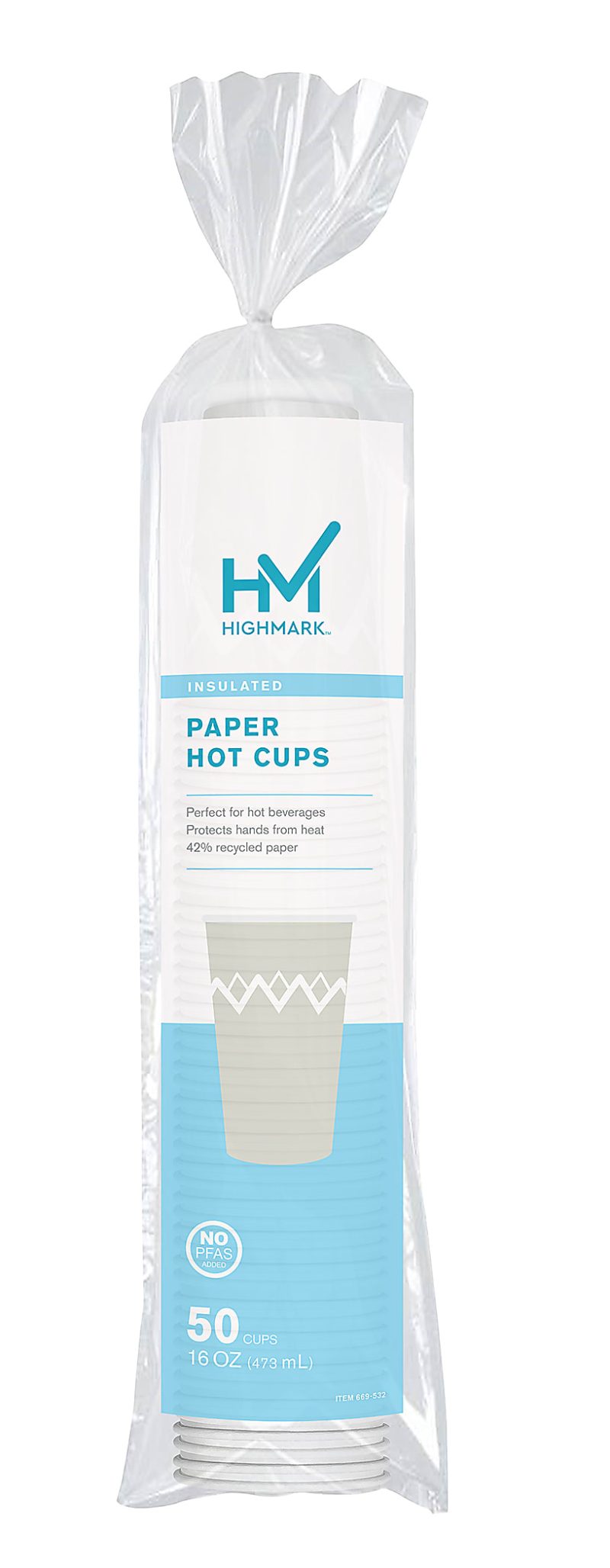 Highmark® Insulated Hot Cups, 16 Oz, 42% Recycled, Gray/White, Pack Of 50 - Image 4