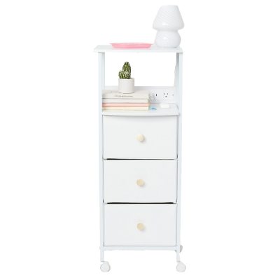 Dormify Sutton Charging 3-Drawer Cart on Wheels, Clear - Boucle
