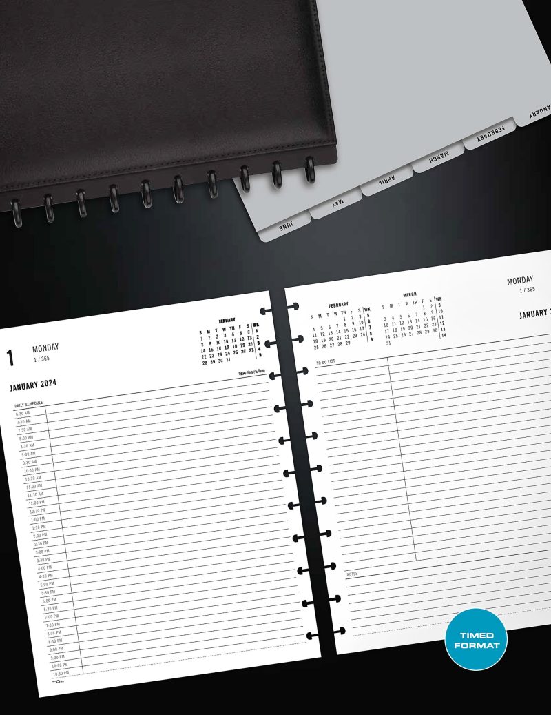 2024 TUL® Discbound Daily Planner Refill Pages, Half-Hourly Appointment Times, Letter Size, January To December - Image 3