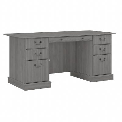 Bush Furniture Saratoga Executive 66"W Computer Desk With Drawers, Modern Gray, Standard Delivery - Modern Gray,66 in.