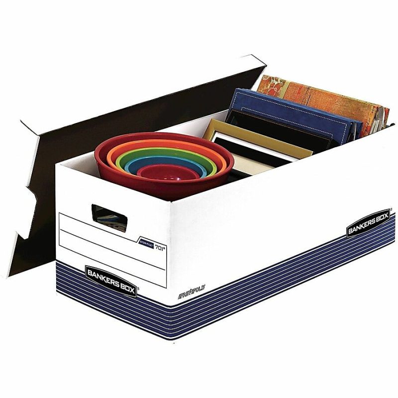 Bankers Box® Stor/File™ Medium-Duty Storage Boxes With Lift-Off Lids, Letter Size, 10" x 12" x 24", White/Blue, Case Of 20 - Image 4