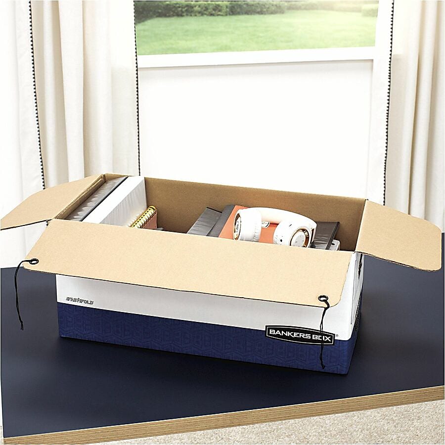Bankers Box® Stor/File™ Medium-Duty Storage Boxes With Lift-Off Lids, Letter Size, 10" x 12" x 24", White/Blue, Case Of 20 - Image 5