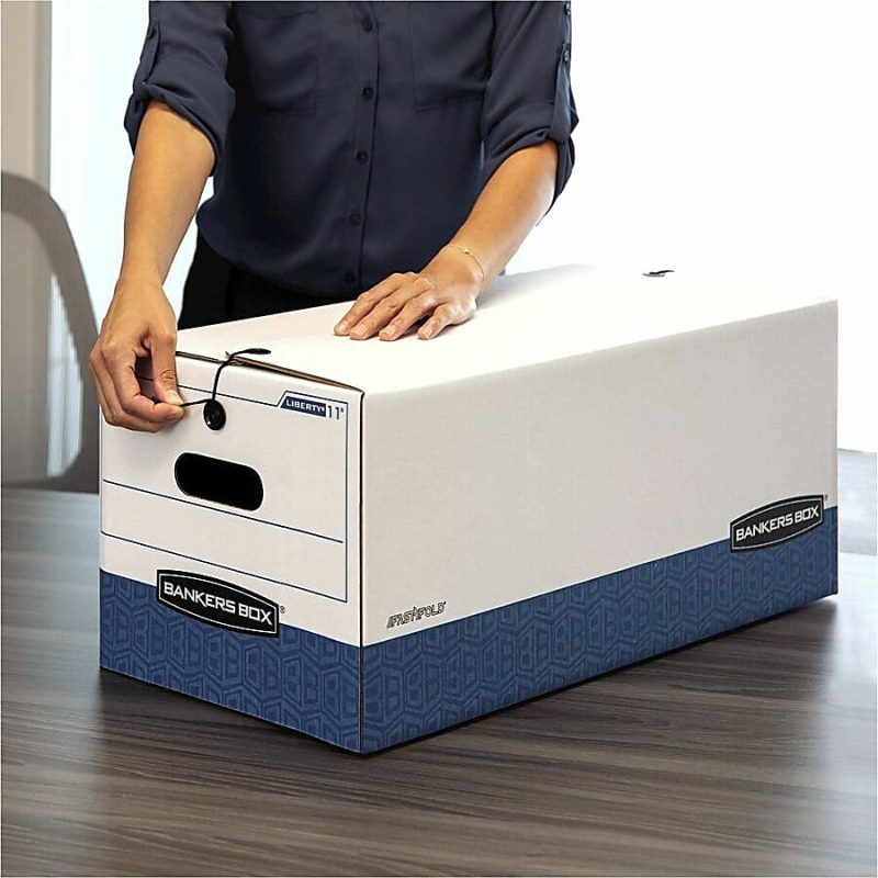 Bankers Box® Stor/File™ Medium-Duty Storage Boxes With Lift-Off Lids, Letter Size, 10" x 12" x 24", White/Blue, Case Of 20 - Image 6