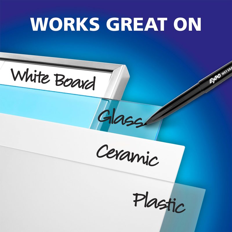 EXPO® Vis-a-Vis® Wet-Erase Fine-Tip Markers, Black, Box Of 12 - Image 5