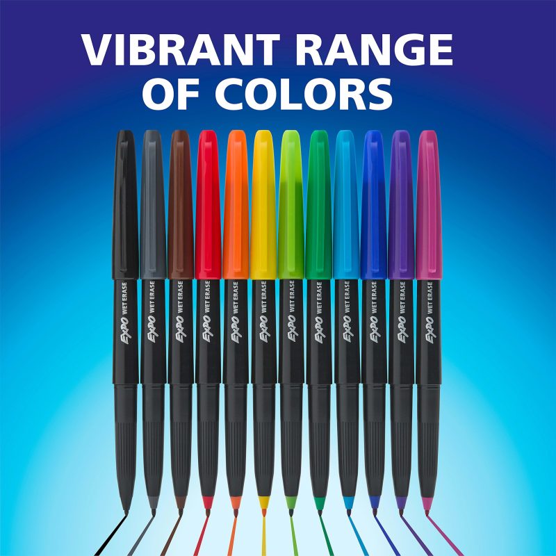 EXPO® Vis-a-Vis® Wet-Erase Fine-Tip Markers, Black, Box Of 12 - Image 6