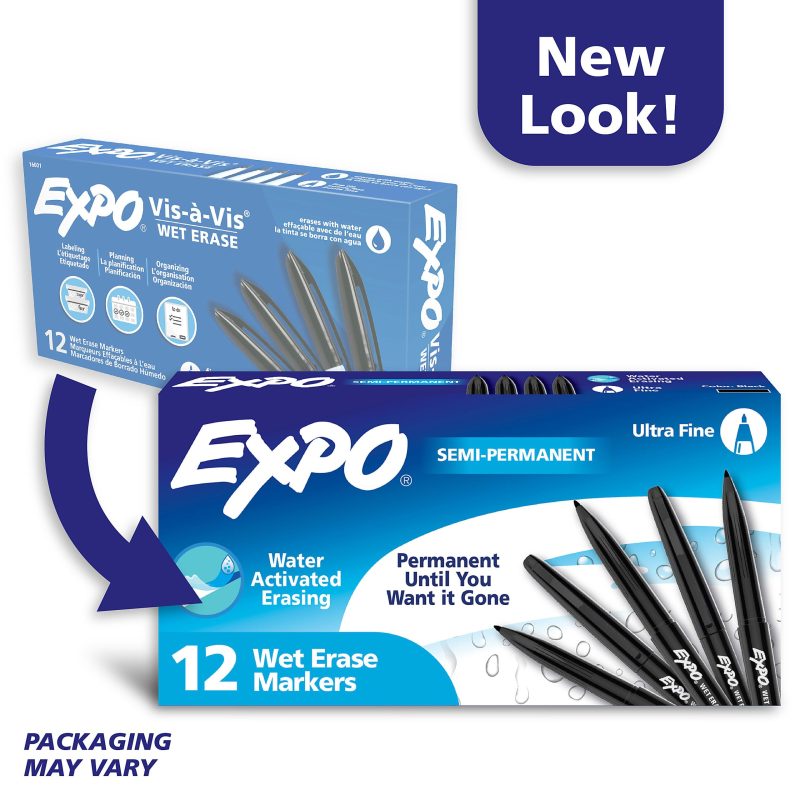 EXPO® Vis-a-Vis® Wet-Erase Fine-Tip Markers, Black, Box Of 12 - Image 9