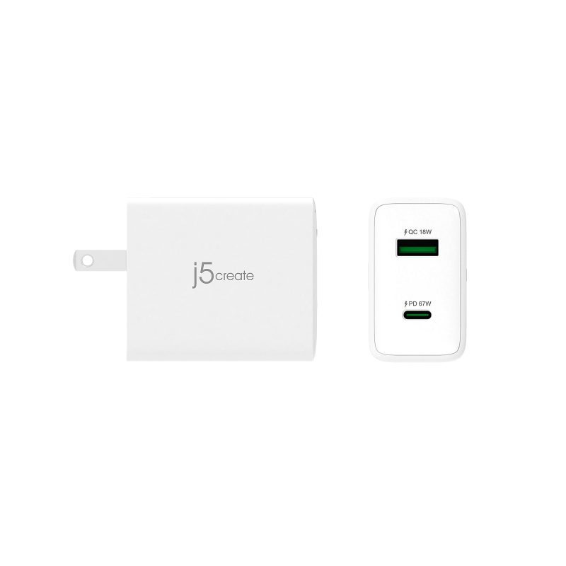 j5create 67W GaN USB-C 2-Port Charger, White, JUP2367 - Image 5
