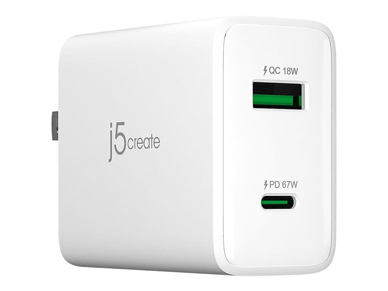 j5create 67W GaN USB-C 2-Port Charger, White, JUP2367 - Image 6