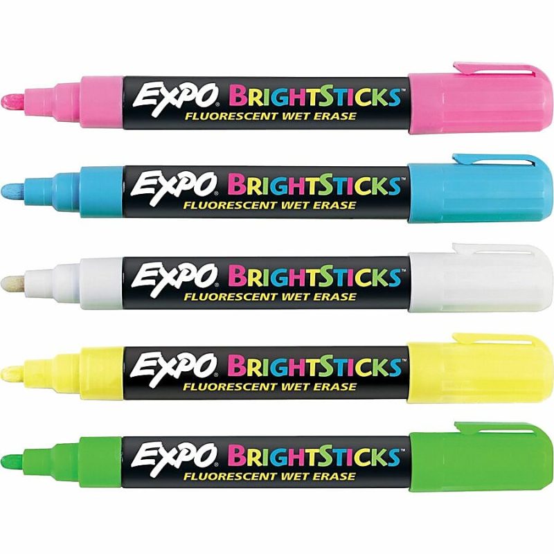 EXPO® Bright Sticks® Wet-Erase Fluorescent Markers, Assorted Colors, Pack Of 5 - Image 3