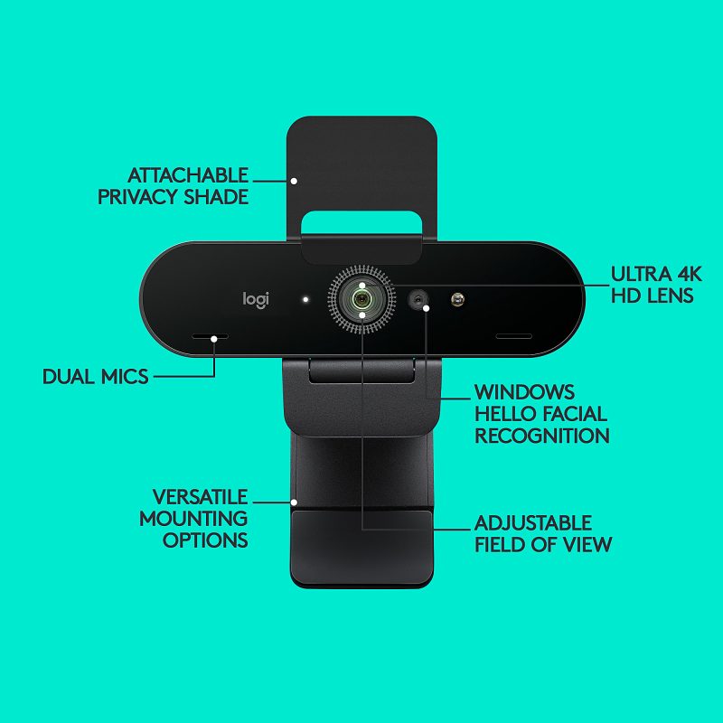Logitech® 4K Pro Webcam with HDR and Noise-Canceling Mics, Black - Image 6