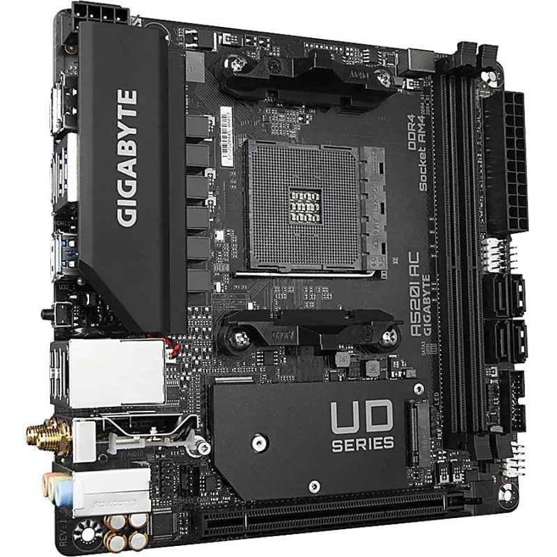 Gigabyte Ultra Durable A520I AC Desktop Motherboard - AMD Chipset - Socket AM4 - Mini ITX - Ryzen 3, Ryzen 5, Ryzen 7, Ryzen 9, Ryzen 3 PRO, Ryzen 5 Pro, Ryzen 7 PRO, Ryzen 9 PRO Processor Supported - 64 GB DDR4 SDRAM Maximum RAM - DIMM, UDIMM - Image 3