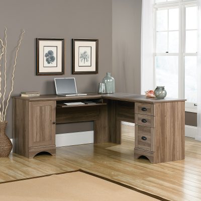 Sauder® Harbor View 66"W Corner Desk, Salt Oak