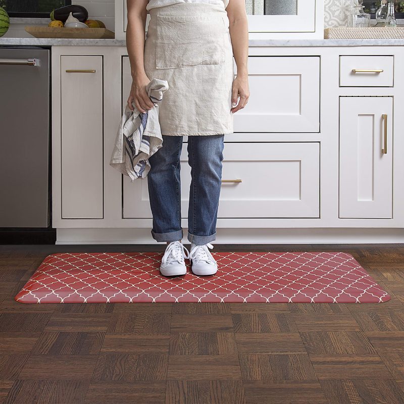 GelPro Designer Comfort Polyurethane Anti-Fatigue Mat For Hard Floors, 20” x 48”, Trellis Red - Image 2